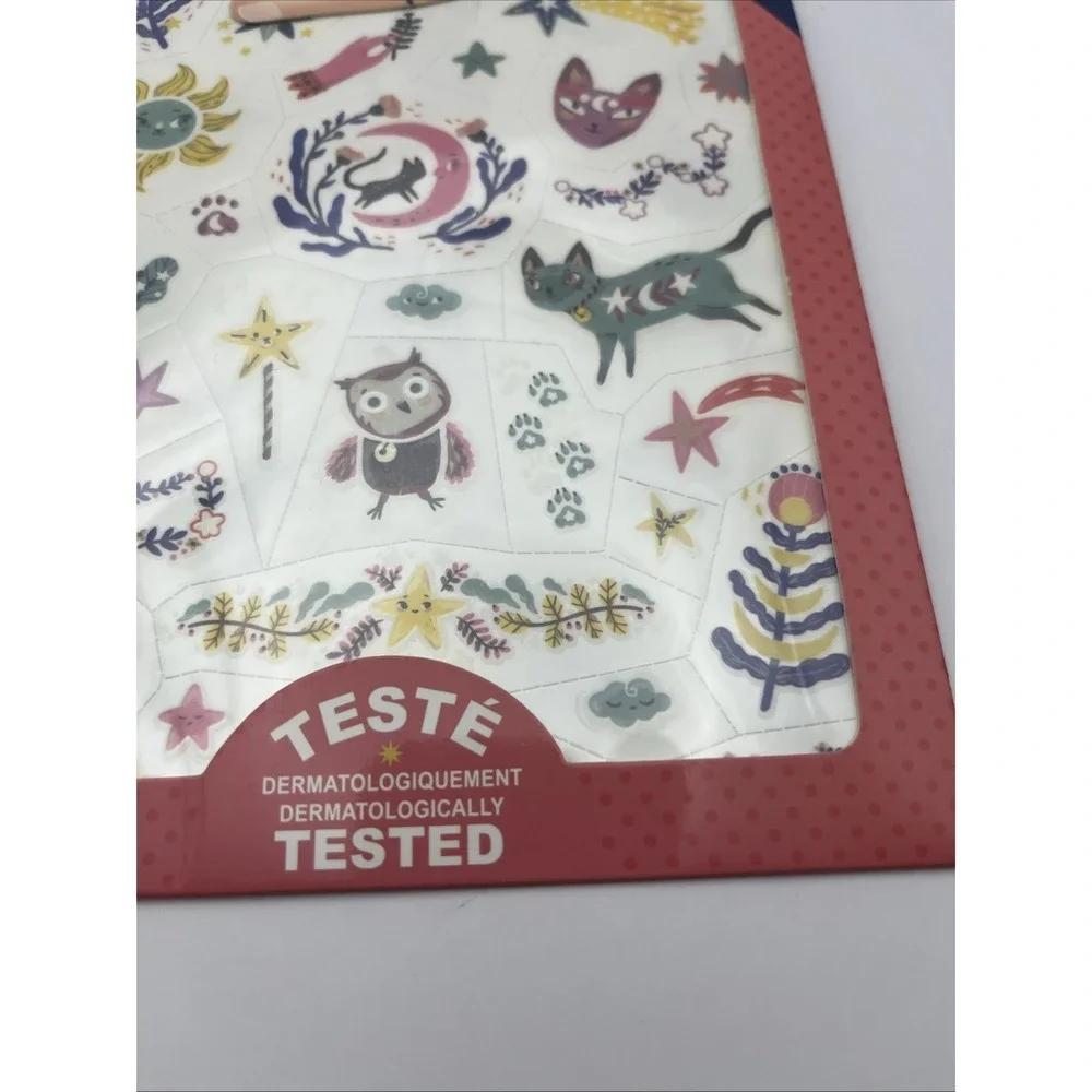 Djeco Glow In The Dark Temporary Tattoos Kids Animals Sun Moon Stars NEW